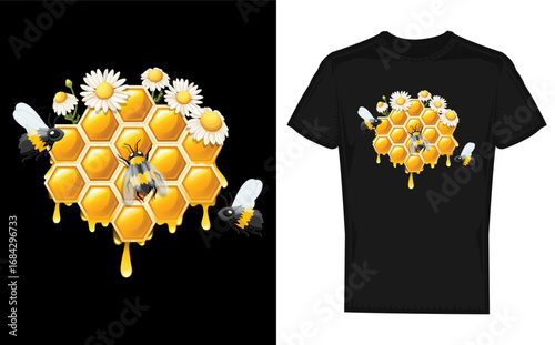 Honey Bee Hive with Honeycomb and Beekeeping Elements Design for Gifts