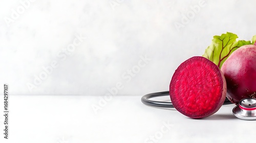 Healthy heart concept with beets and stethoscope