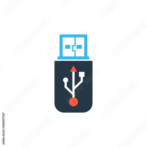 Simple graphic illustration of a USB flash drive.