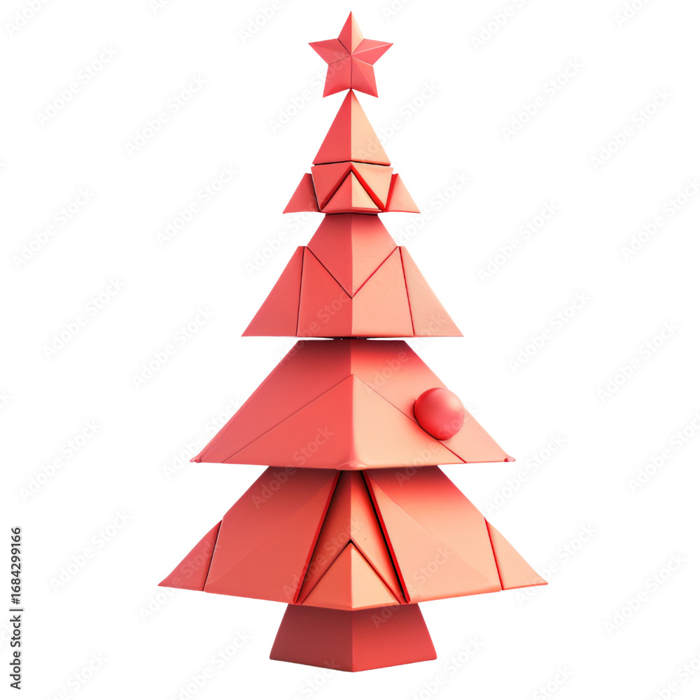 Obraz premium Abstract Coral Geometric Christmas Tree
