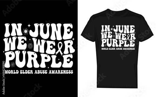 Groovy Cat Illustration for Elder Abuse Awareness in June with Purple Theme