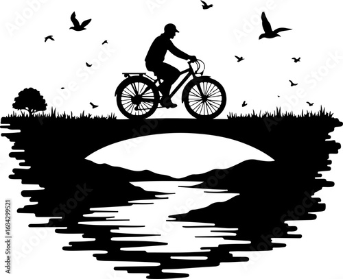 silhouette of a man riding a bicycle, bike, bicycle, silhouette, sport, vector, cycling, motorcycle, biker, cyclist, illustration, extreme, race, motocross, cycle, black, speed, jump, ride, mountain, 