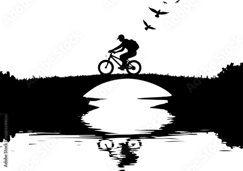silhouette of a man riding a bicycle, bike, bicycle, silhouette, sport, vector, cycling, motorcycle, biker, cyclist, illustration, extreme, race, motocross, cycle, black, speed, jump, ride, mountain, 