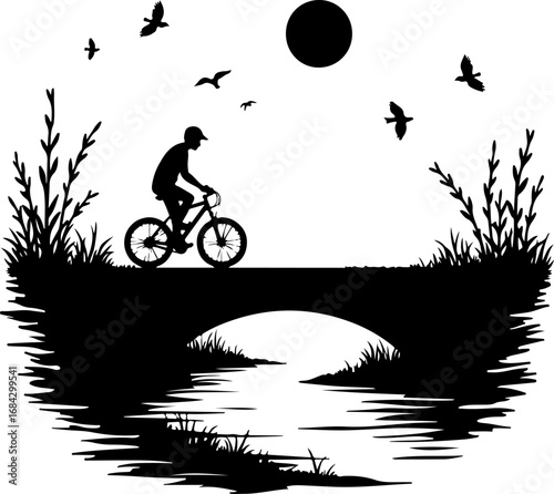 silhouette of a man riding a bicycle, bike, bicycle, silhouette, sport, vector, cycling, motorcycle, biker, cyclist, illustration, extreme, race, motocross, cycle, black, speed, jump, ride, mountain, 