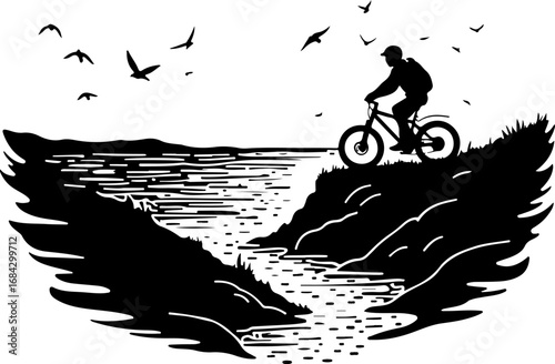 silhouette of a man riding a bicycle, bike, bicycle, silhouette, sport, vector, cycling, motorcycle, biker, cyclist, illustration, extreme, race, motocross, cycle, black, speed, jump, ride, mountain, 