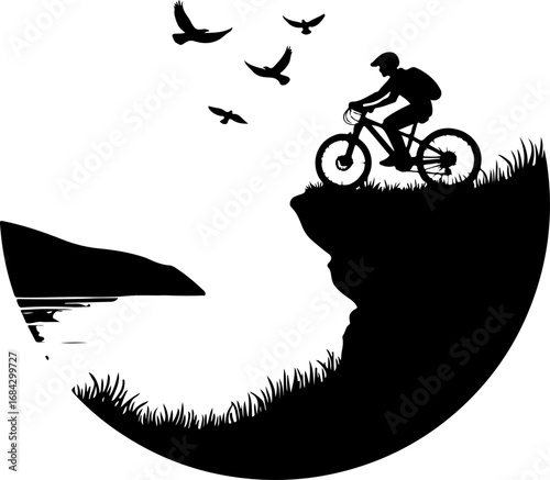 silhouette of a man riding a bicycle, bike, bicycle, silhouette, sport, vector, cycling, motorcycle, biker, cyclist, illustration, extreme, race, motocross, cycle, black, speed, jump, ride, mountain, 