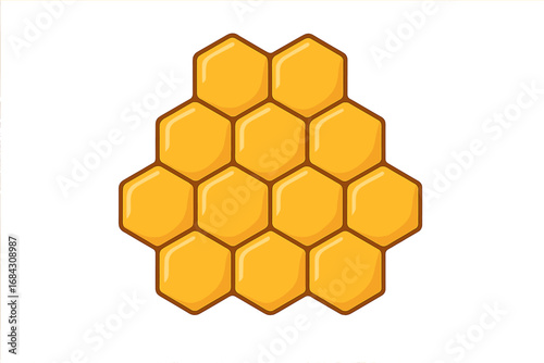 Honeycomb hexagon pattern vector isolated. Beehive comb texture design. Hexagonal cell background. Sweet natural honey food. Cartoon flat icon illustration for apiary design.