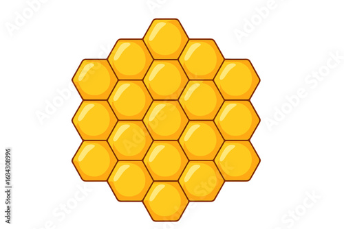 Honeycomb hexagon pattern. Vector isolated honey comb texture design. Hexagonal cell background. Cartoon illustration for beekeeping, apiculture and food concept design.