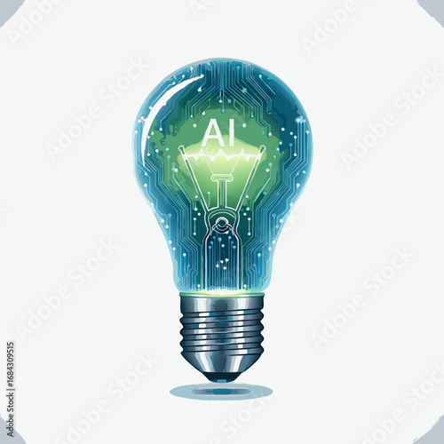 A light bulb with a brain inside, symbolizing a creative idea, intelligence, and a technological solution