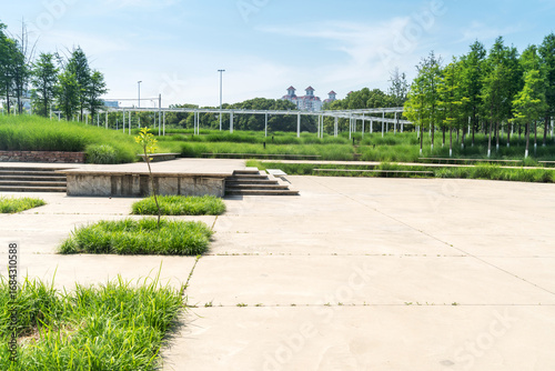 spring park and modern city