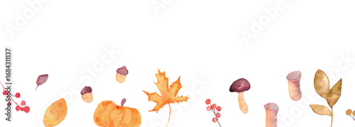 水彩画。水彩タッチのベクター秋イラスト。秋の枯葉やきのこのイラスト。秋の紅葉や葉っぱのフレーム。Watercolor. Watercolor-style vector autumn illustrations. Illustrations of autumn leaves and mushrooms. Frames featuring autumn foliage and leaves.