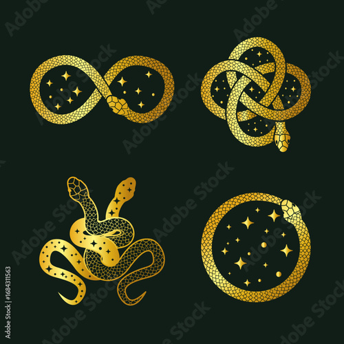 Hand drawn ouroboros icons