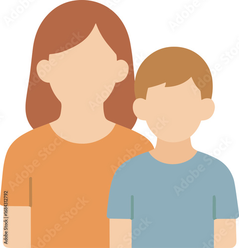 Flat Illustration Mother and Son Together Embrace Affection Icon Graphic