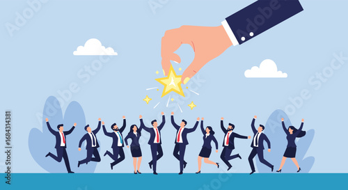 Team celebrates achievement as leader awards shining star for exceptional performance and success