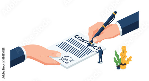 Confidently sign your new business contract agreement, sealing a deal with professionalism and success