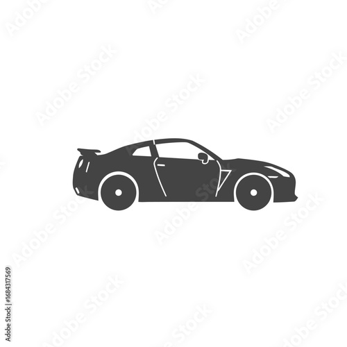 Side view of a sleek, black sports coupe.