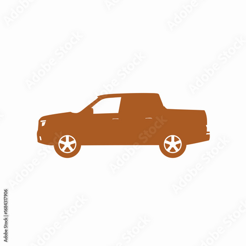 Silhouette of a pickup truck in brown color on a white background.