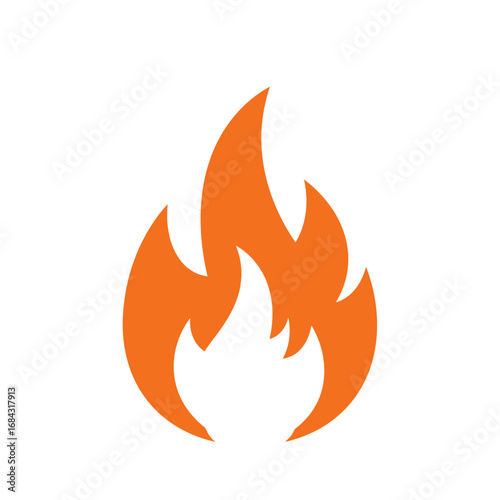 Orange flame icon, fire symbol, abstract design.