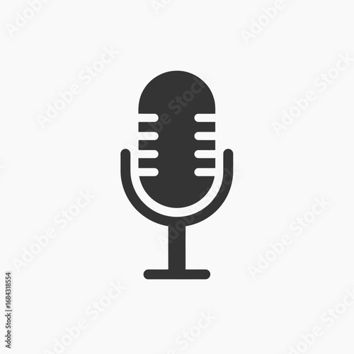 Simple black and white microphone icon.