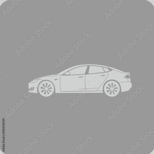 Side profile illustration of a modern electric car.