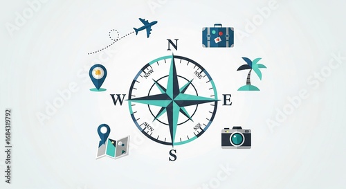 Travel compass graphic design illustration