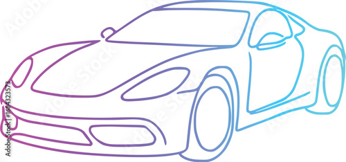 Minimalist Continuous Line Drawing of Modern Sports Car – Elegant One Line Vector Illustration