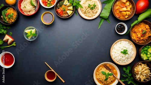 A vibrant assortment of asian cuisine dishes and ingredients