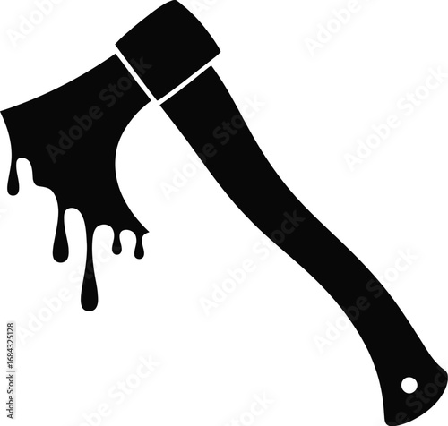 Black axe with dripping liquid sharp