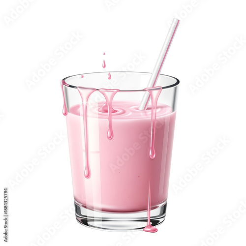 Wallpaper Mural A delicious glass of pink strawberry milkshake with a straw, ready to drink Torontodigital.ca