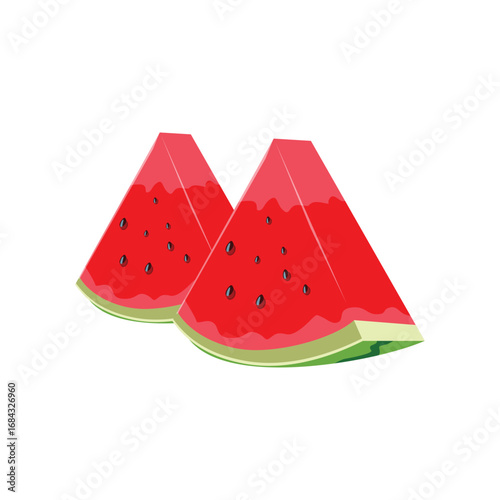 illustration a two of red slices watermelon