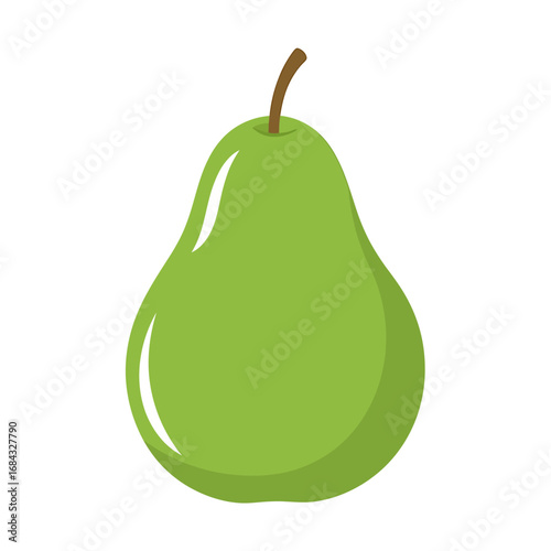 Simple flat vector icon of a single green pear. Fresh organic fruit symbol for healthy eating, vegetarian food, and summer harvest design