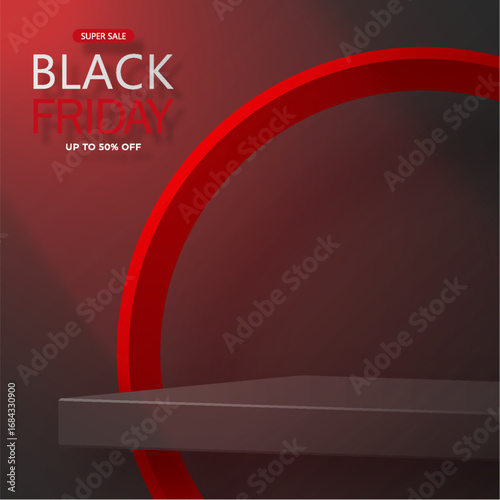 3d Round podium stage for Black Friday sale poster