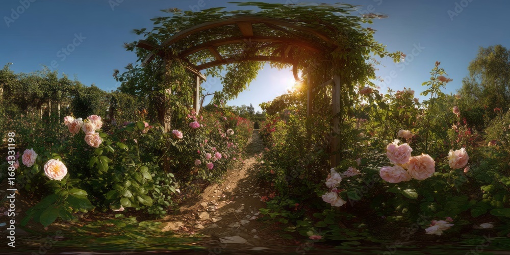 Obraz premium Garden pathway adventure nature hdr panorama
