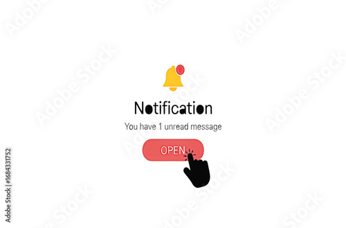 Get instant updates and stay informed with a clear notification alert featuring an open button and bell icon