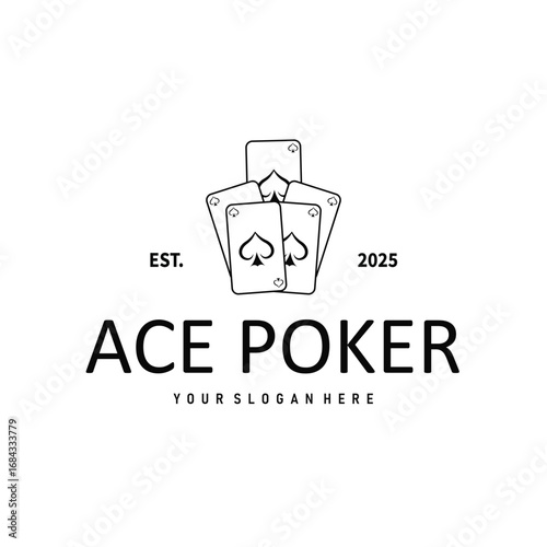 poker logo design a simple minimalist card game gambler game with card symbols as the design illustration template symbol