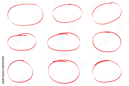 Hand drawn red circle icon in rough sketch style with textured brush stroke, perfect for highlights, notes, labels, emphasis, doodle art, creative design, or marking important elements in projects.