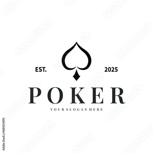 poker logo design a simple minimalist card game gambler game with card symbols as the design illustration template symbol