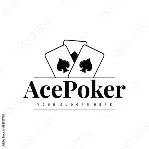 poker logo design a simple minimalist card game gambler game with card symbols as the design illustration template symbol
