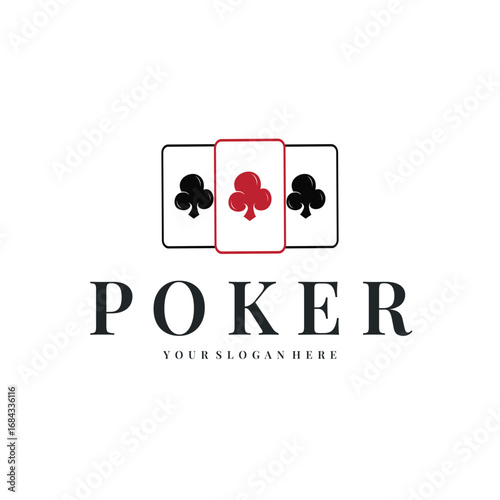 poker logo design a simple minimalist card game gambler game with card symbols as the design illustration template symbol