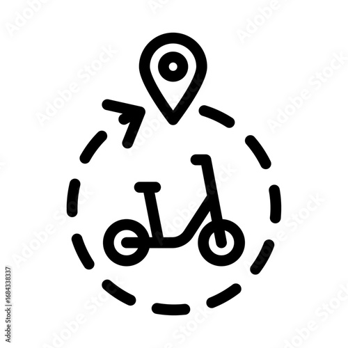 Scooter GPS Line Icon of Shared e-bike & Scooter Icon Set