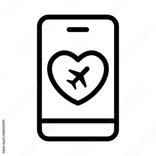 Flight Insurance App Line Icon of Travel Insurance in Apps Icon Set