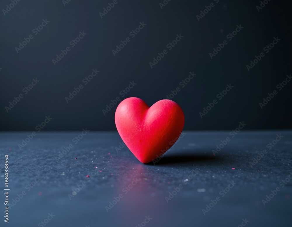 Fototapeta premium Vibrant Red Heart Dark Muted Background