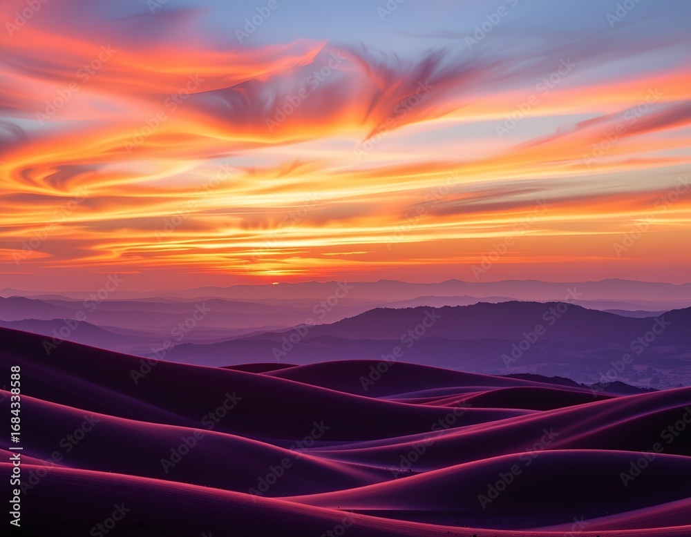 Fototapeta premium Serene Sunrise Sunset Over Natural Landscape