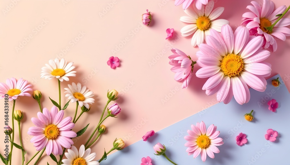 Fototapeta premium Pastel Daisy Bouquet with Gradient Background