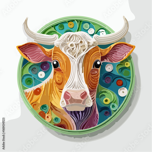 Intricate Zodiac Ox Head in Paper Quilling
