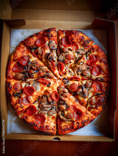 Gourmet pizza ready to eat