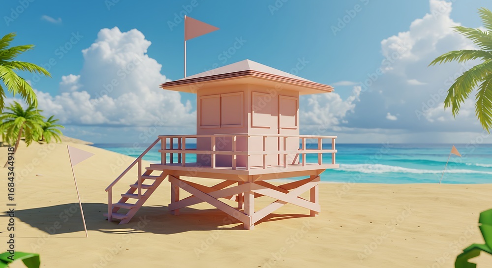 Fototapeta premium Lifeguard Tower on Sunny Beach