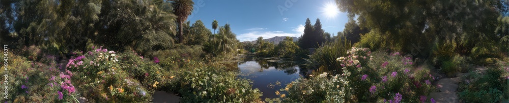 Obraz premium Nature hdr panoramic view of serene garden