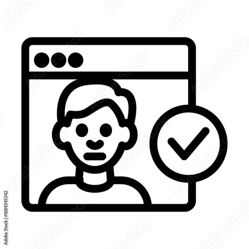 Verified Identity Line Icon of Deepfake Ethics Icon Set
