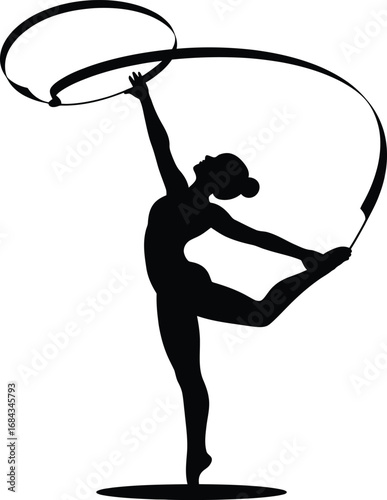 Rhythmic gymnast performing with ribbon rhythmic gymnastics